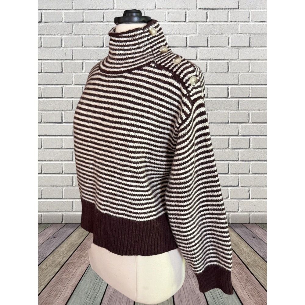 Universal Threads Mock Turtleneck Button Neck Pullover Sweater Sz L Crop Striped